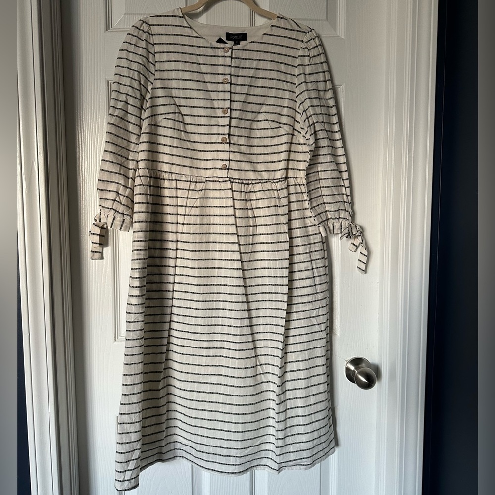 White and black striped dress